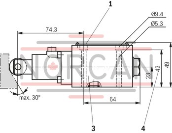 technical illustration-R900479282-4/3-, 4/2- or 3/2-way version Porting pattern according to DIN&nbsp;24340 form A (without locating hole) Porting pattern according to ISO&nbsp;4401-03-02-0-05 (with locating hole) Type of actuation: Roller plunger Inductive position switch and proximity sensors (contactless)
