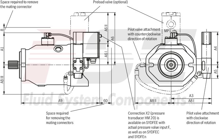 technical illustration-R987054609-Pump A10VSO BR31 with analog OBE