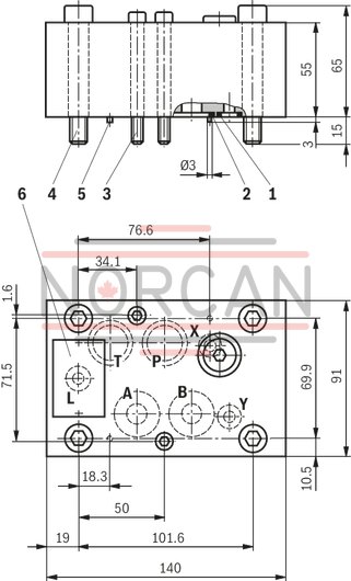 technical illustration-R901362784-Valve to control position, force, pressure or velocity 3-stage servo valve with electrical position control of the control spool of the 3rd stage, position sensing of the control spool by means of an inductive position transducer 2-stage pilot control valve of size 6 with high dynamics 1st stage nozzle/flapper plate amplifier Filter for 1st stage freely accessible and replaceable from the outside For subplate mounting: Porting pattern according to ISO 4401 Can also be used as 3-way version Valve and integrated control electronics are adjusted and tested Optimized valve control loop High response sensitivity, very low hysteresis and zero point drift Internal or external pilot oil supply and pilot oil return available Gap seals at pressure chambers of the control sleeve, no O-ring wear