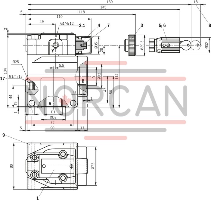 technical illustration-R900596961-For subplate mounting Porting pattern according to ISO&nbsp;5781 For threaded connection As cartridge valve 4 optional adjustment types:&bull; Rotary knob&bull; Sleeve with hexagon and protective cap&bull; Lockable rotary knob with scale&bull; Rotary knob with scale 5 pressure ratings Check valve, optional (subplate mounting only)