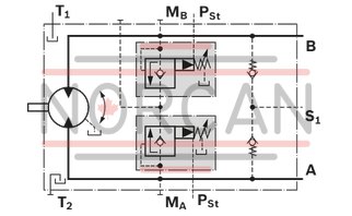 technical illustration-R902202055-Large variety of available nominal sizes allows exact adjustment to the application High power density Very high total efficiency High starting efficiency Working ports SAE flange or thread Optional with integrated pressure relief valve Optional with mounted addifitonal valve: counterbalance valve (BVD/BVE), flushing and boost-pressure valve Bent-axis design
