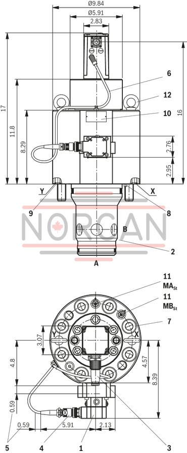 technical illustration-R900733105-High-response valve in block installation design Control by directional servo valve Position sensing of the control spool via an inductive position transducer 2-way control element in seat design External or integrated control electronics, according to device type Closed-loop control or open-loop control of large flows:<br>
Forging manipulators<br>
Pressing cylinders<br>
Die casting machines