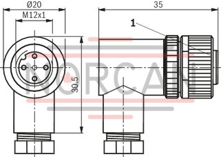 technical illustration-R900082899-Mating connector, connector 3-pole (2 + PE) EN 175301-803