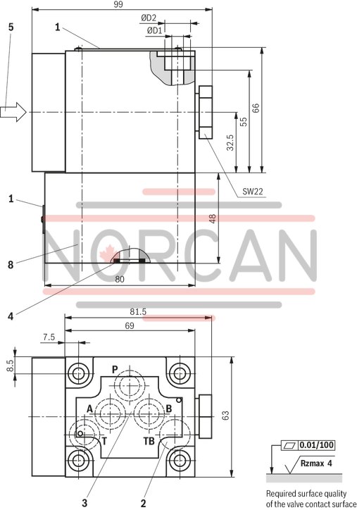 technical illustration-R900052521-Size 6, symbol C, hydraulically actuated
