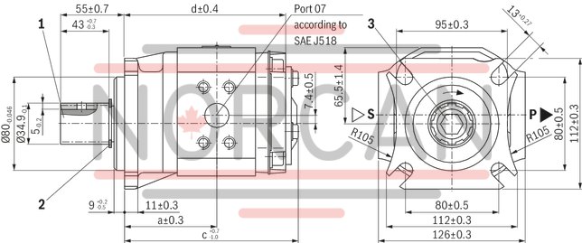 technical illustration-R900245715-INTERNAL GEAR PUMP, size 6, pressure 250 bar for industrial and mobile applications, open circuit