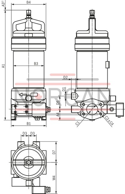 technical illustration-R928044866-Filters for inline installation Particularly suited for off-line filtration Extremely large filter area Flow-optimized design due to 3D computer-supported design Low pressure drop Special highly efficient filter media