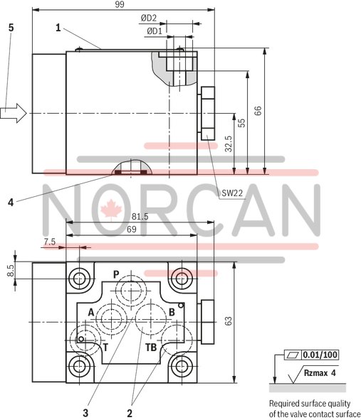 technical illustration-R900052521-Size 6, symbol C, hydraulically actuated