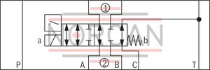 technical illustration-R900945999-Direct-controlled directional slide valve with solenoid actuation Sandwich plate valve As stop straight-through valve or stop straight-through short circuit valve Porting pattern according to DIN&nbsp;24340 form&nbsp;A (without locating hole), (standard) Porting pattern according to ISO&nbsp;4401-03-02-0-05 (with locating hole) Wet-pin AC or DC solenoids Manual override, optional