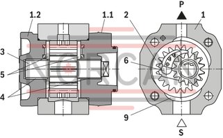 technical illustration-R900245715-INTERNAL GEAR PUMP, size 6, pressure 250 bar for industrial and mobile applications, open circuit