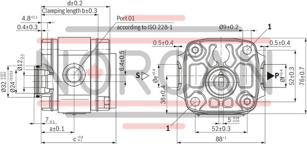 technical illustration-R900245715-INTERNAL GEAR PUMP, size 6, pressure 250 bar for industrial and mobile applications, open circuit