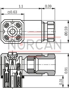 technical illustration-R900023126-Mating connector, connector 3-pole (2 + PE)