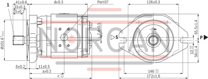 technical illustration-R900984020-Internal gear pump, size 11, pressure 350 bar for industrial applications, open circuit