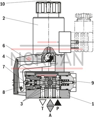 technical illustration-R900056442-Size 6, symbol U, electrical with solenoid, 96 V DC