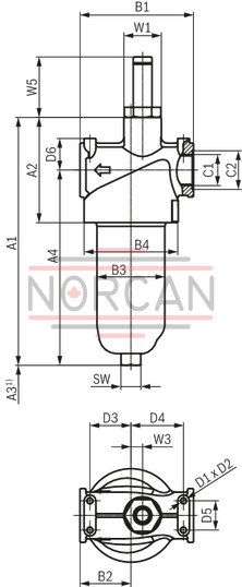 technical illustration-R928050824-Filters for inline installation Special highly efficient filter media Filtration of very fine particles and high dirt holding capacity across a broad pressure differential range High collapse resistance of the filter elements Standard version equipped with mechanical/visual maintenance indicator with memory function Optional equipment with various electrical switching elements, modular design Optional bypass valve integrated in the filter housing