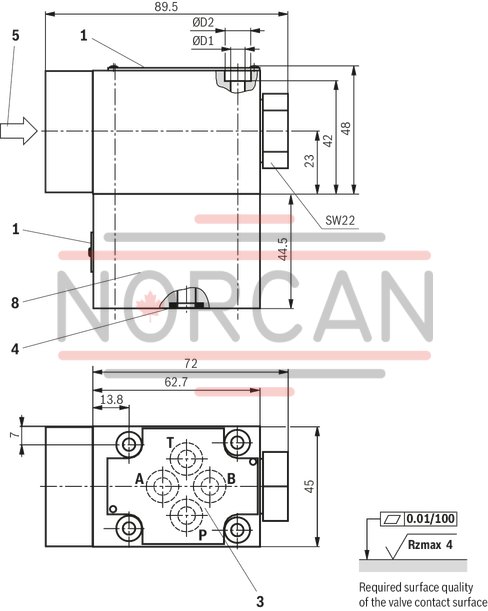 technical illustration-R900052521-Size 6, symbol C, hydraulically actuated