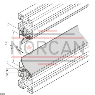 technical illustration-3842524027-Protective pane profile, clean room, R45 basic profile
