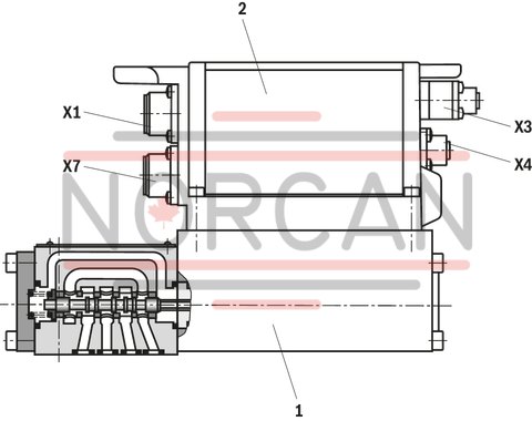 technical illustration-R901355172-Direct operated high-response valves with control spool and sleeve in servo quality Operated on one side, 4/4 fail-safe position in switched-off condition Integrated digital axis control functionality (IAC-R) for:<br>
- Position control with underlying velocity control<br>
- DSC functionality Analog sensor interface for current and voltage Digital sensor interfaces for:<br>
- 1 x length measurement system 1 Vpp or<br>
- 1 x length measurement system SSI or<br>
- 1 x length measurement system EnDat 2.2 Clock-synchronized command value presetting according to PROFIdrive profile V4.0<br>
- Telegram 5 or 105 PROFIBUS DP/V1, DP/V2 Quick start-up via PC and commissioning software