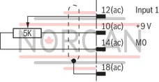 technical illustration-R978914789-Differential input, switchable from voltage to current input Additional non-isolated command value input Ramp generator, separately adjustable for upwards and downwards direction Cable break detection for current input 4 to 20&nbsp;mA Reverse polarity protection for the operating voltage Short-circuit protection and cable break detection of the solenoid conductor "Ready for operation" message Clocked power output stage