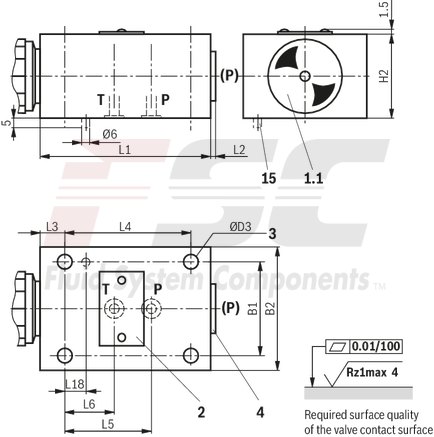 technical illustration-R900424269-Pressure relief valve, direct operated