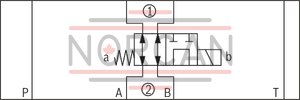 technical illustration-R900945999-Direct-controlled directional slide valve with solenoid actuation Sandwich plate valve As stop straight-through valve or stop straight-through short circuit valve Porting pattern according to DIN&nbsp;24340 form&nbsp;A (without locating hole), (standard) Porting pattern according to ISO&nbsp;4401-03-02-0-05 (with locating hole) Wet-pin AC or DC solenoids Manual override, optional