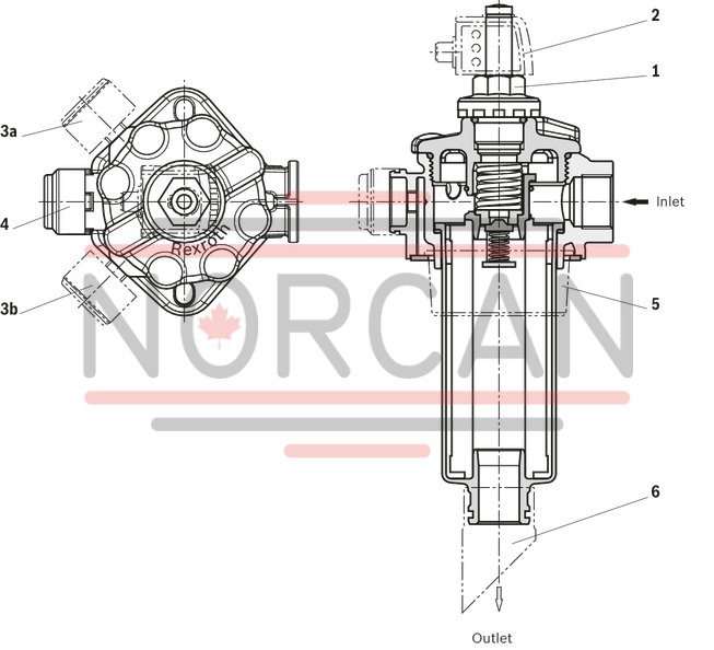technical illustration-R928054725-Filter f&uuml;r Tankanbau Special highly efficient filter media Filtration of very fine particles and high dirt holding capacity across a broad pressure differential range High collapse resistance of the filter elements Optionally equipped with mechanical optical maintenance indicator with memory function Optional equipment with various electrical switching elements, modular design Standardm&auml;&szlig;ige Filterausstattung mit einem Bypassventil im Filtergeh&auml;use integriert Optional measuring port