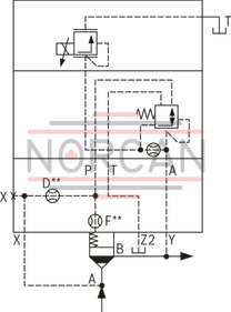 technical illustration-R900945630-Size 25, proportional pressure reduction with installation surface ISO4401 for pressure valves