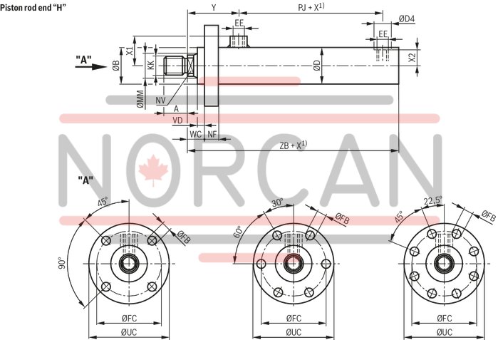 technical illustration-R407999222-Nominal pressure 160 ... 250 bar, piston &Oslash; 25 ... 200 mm, piston rod &Oslash; 14 ... 125 mm, stroke length up to 3000 mm