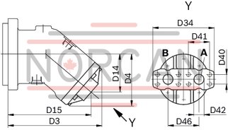 technical illustration-R902202055-Large variety of available nominal sizes allows exact adjustment to the application High power density Very high total efficiency High starting efficiency Working ports SAE flange or thread Optional with integrated pressure relief valve Optional with mounted addifitonal valve: counterbalance valve (BVD/BVE), flushing and boost-pressure valve Bent-axis design