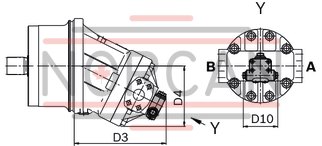 technical illustration-R902155652-Space-saving construction due to recessed mounting flange Easy to install, simply slide into the mechanical gearbox High power density Very high total efficiency High starting efficiency Optional with integrated pressure relief valve Optional with mounted addifitonal valve: counterbalance valve (BVD/BVE), flushing and boost-pressure valve Bent-axis design