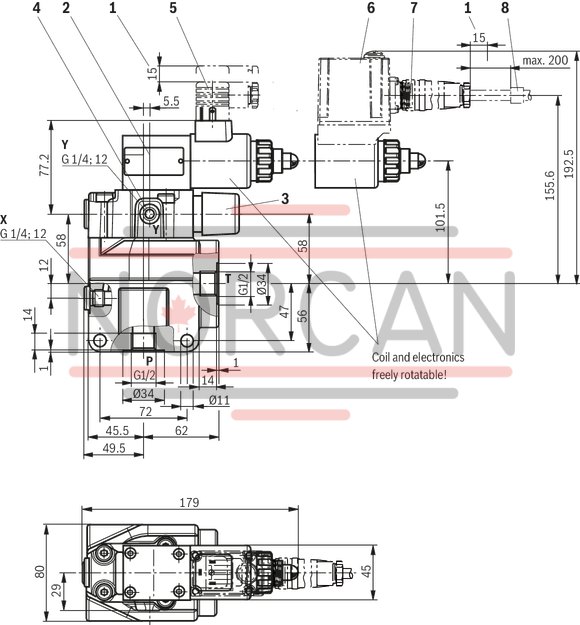 technical illustration-R901335400-Pilot-operated valves for system pressure limitation Controlled by proportional solenoid For subplate mounting and threaded connection: porting pattern according to ISO 6264 Maximum pressure relief function Valve and control electronics from a single source External control electronics (separate order)