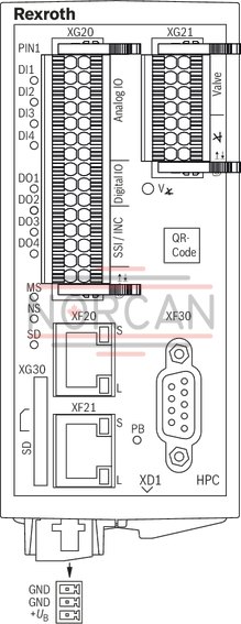 technical illustration-R901413449-Hydraulic pump control for 1 pump of type A4..HS5, function: Swivel angle, pressure control, torque limitation, master/slave