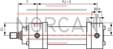 technical illustration-R407999236-Nominal pressure 160 bar, piston Ø 25 ... 200 mm, piston rod Ø 14 ... 140 mm, stroke length up to 3000 mm
