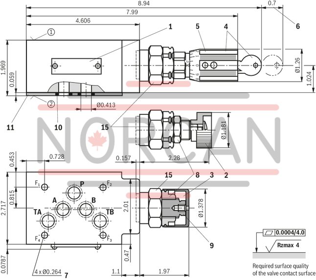 technical illustration-R900409958-Size 10, symbol P - TA, with manual actuation