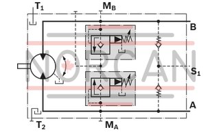 technical illustration-R902202055-Large variety of available nominal sizes allows exact adjustment to the application High power density Very high total efficiency High starting efficiency Working ports SAE flange or thread Optional with integrated pressure relief valve Optional with mounted addifitonal valve: counterbalance valve (BVD/BVE), flushing and boost-pressure valve Bent-axis design