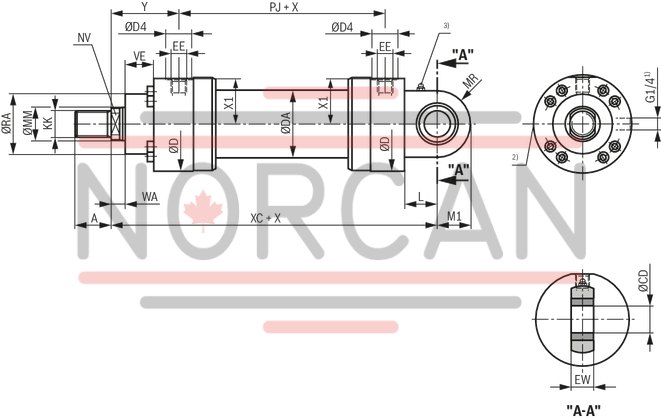technical illustration-R900999011-Nominal pressure 250 bar, piston &Oslash; 40 ... 320 mm, piston rod &Oslash; 22 ... 220 mm, stroke length up to 6000 mm