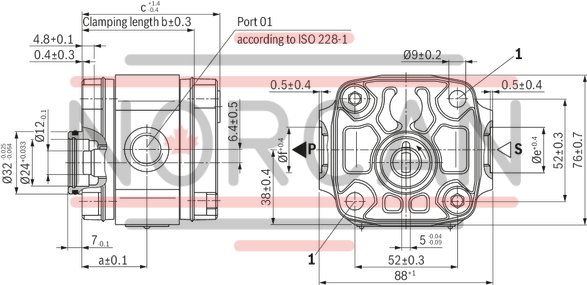 technical illustration-R900245715-INTERNAL GEAR PUMP, size 6, pressure 250 bar for industrial and mobile applications, open circuit