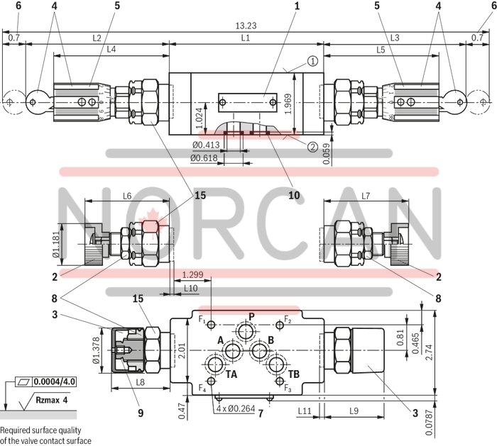 technical illustration-R900409958-Size 10, symbol P - TA, with manual actuation
