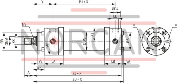 technical illustration-R407999236-Nominal pressure 160 bar, piston Ø 25 ... 200 mm, piston rod Ø 14 ... 140 mm, stroke length up to 3000 mm