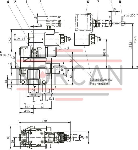 technical illustration-R901335400-Pilot-operated valves for system pressure limitation Controlled by proportional solenoid For subplate mounting and threaded connection: porting pattern according to ISO 6264 Maximum pressure relief function Valve and control electronics from a single source External control electronics (separate order)