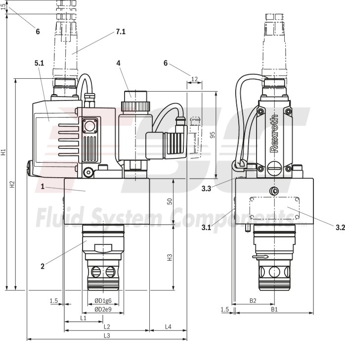 technical illustration-R901436213-Size 25, A &rarr; B, B &rarr; A, integrated electronics, 24 V DC