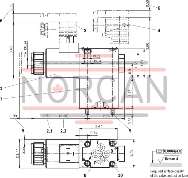 technical illustration-R901256128-Size 6, symbol PK, electrical with solenoid, 24 V DC