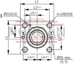 technical illustration-R900733105-High-response valve in block installation design Control by directional servo valve Position sensing of the control spool via an inductive position transducer 2-way control element in seat design External or integrated control electronics, according to device type Closed-loop control or open-loop control of large flows:<br>
Forging manipulators<br>
Pressing cylinders<br>
Die casting machines