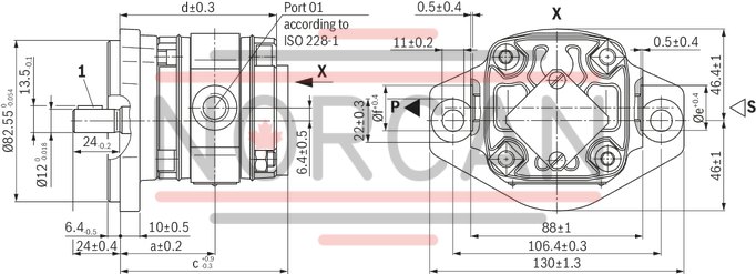 technical illustration-R900245715-INTERNAL GEAR PUMP, size 6, pressure 250 bar for industrial and mobile applications, open circuit